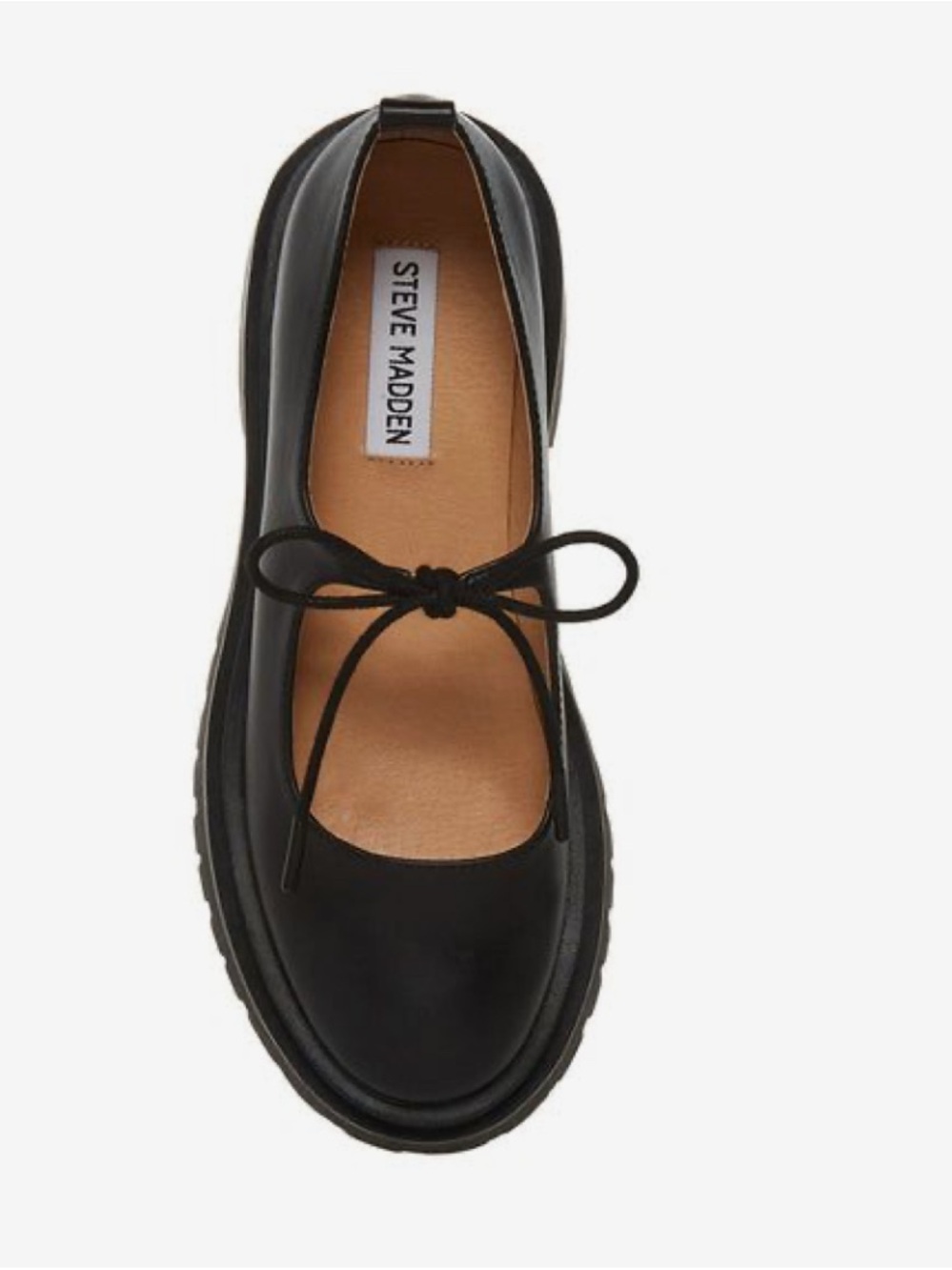 Steve Madden LANDON Black Leather Lug Sole Mary Jane Loafer